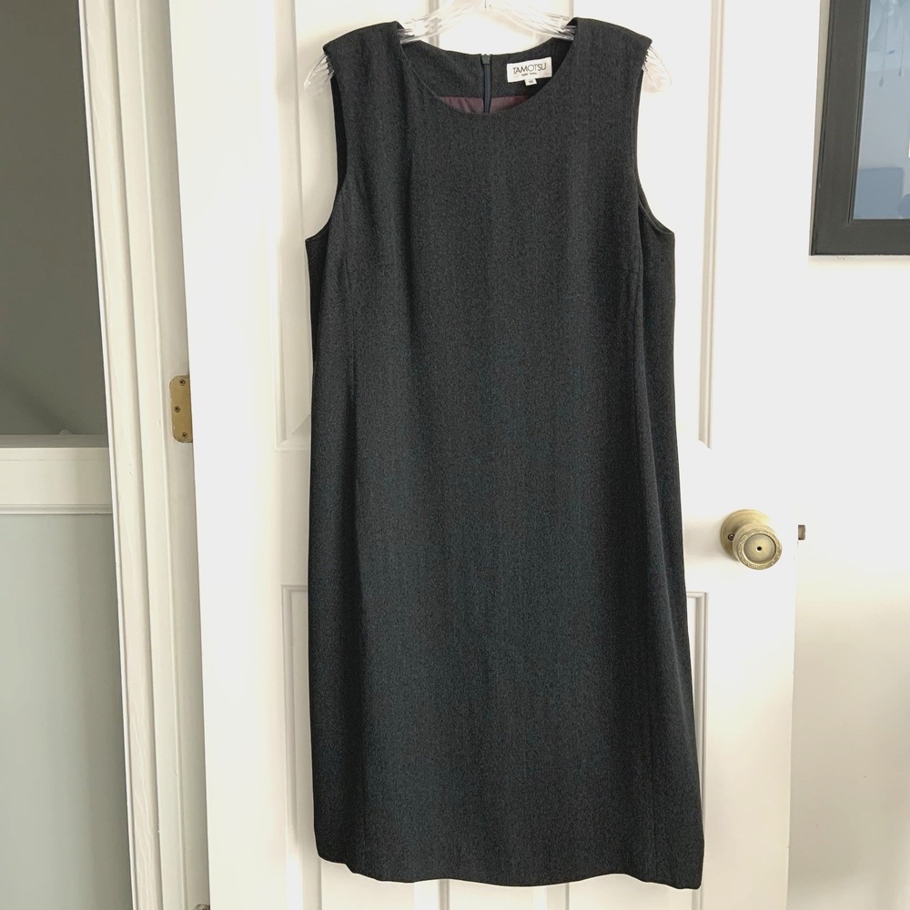 TAMOTSU New York 90s minimal Classic Gray Sleeveless Short Shift Dress sz 12